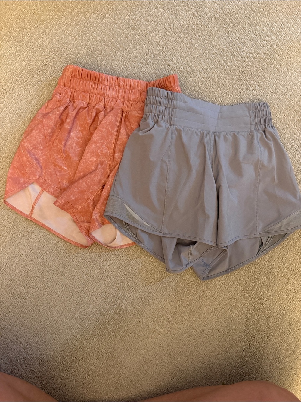 lululemon athletica bundle Two-Tone Running Shorts in Coral and one in Gray